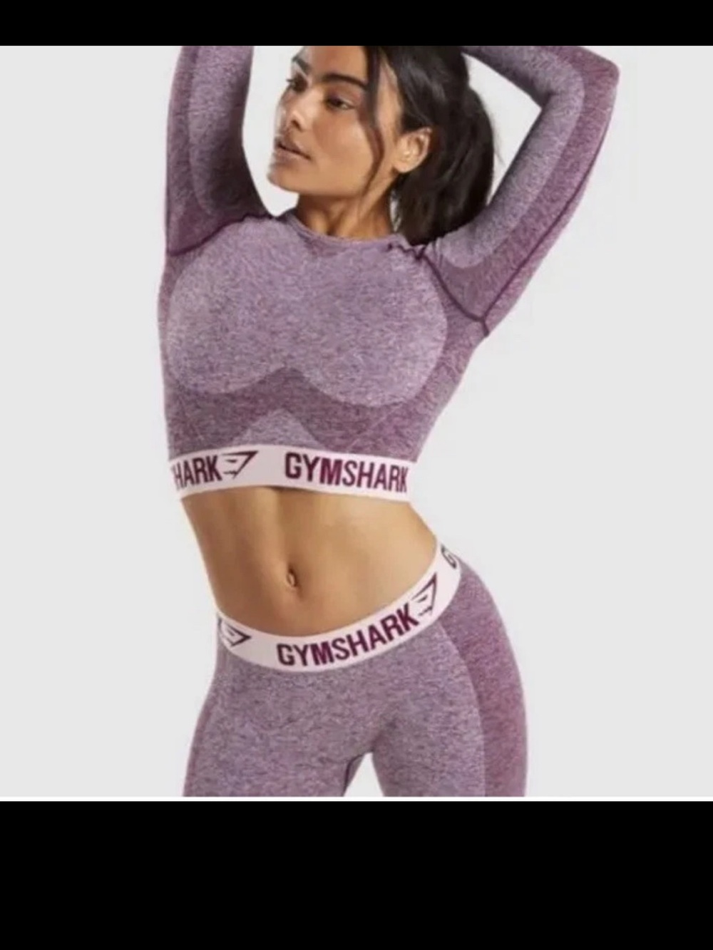 Gymshark Flex Long Sleeve Crop Top in Dark Ruby/Blush